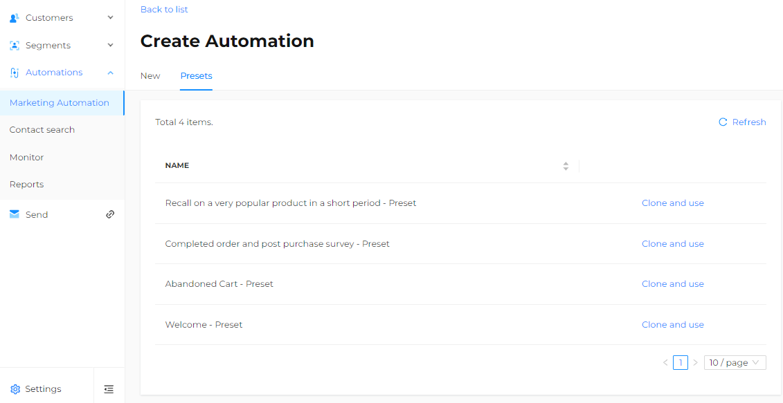 Create a New Automation from a Template