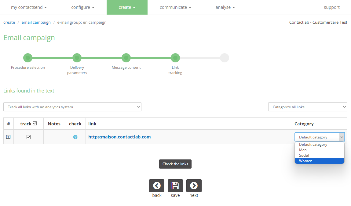 Classification: assign category in the create section