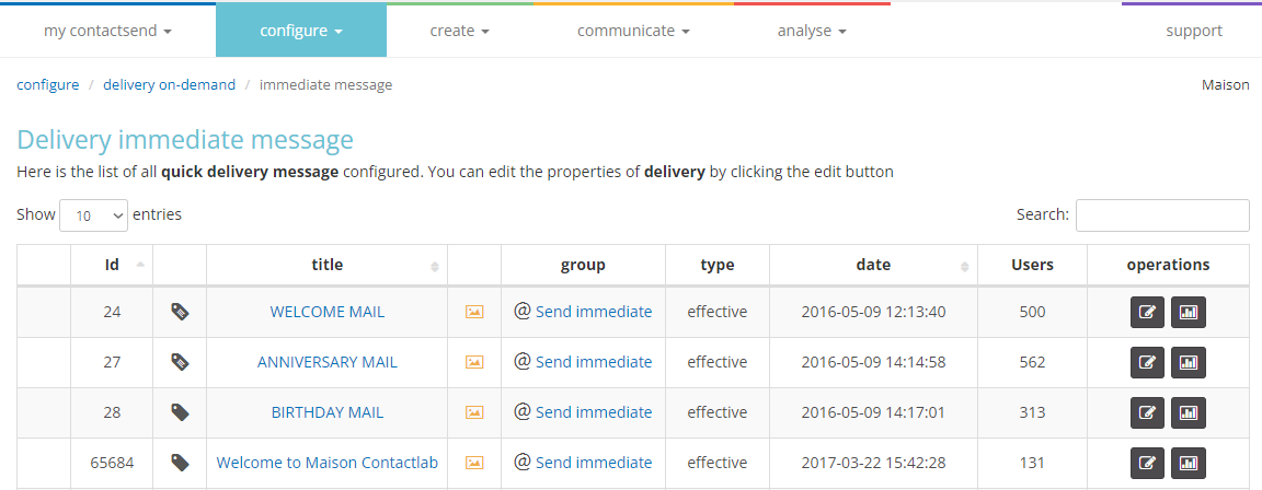 Configure delivery on-demand