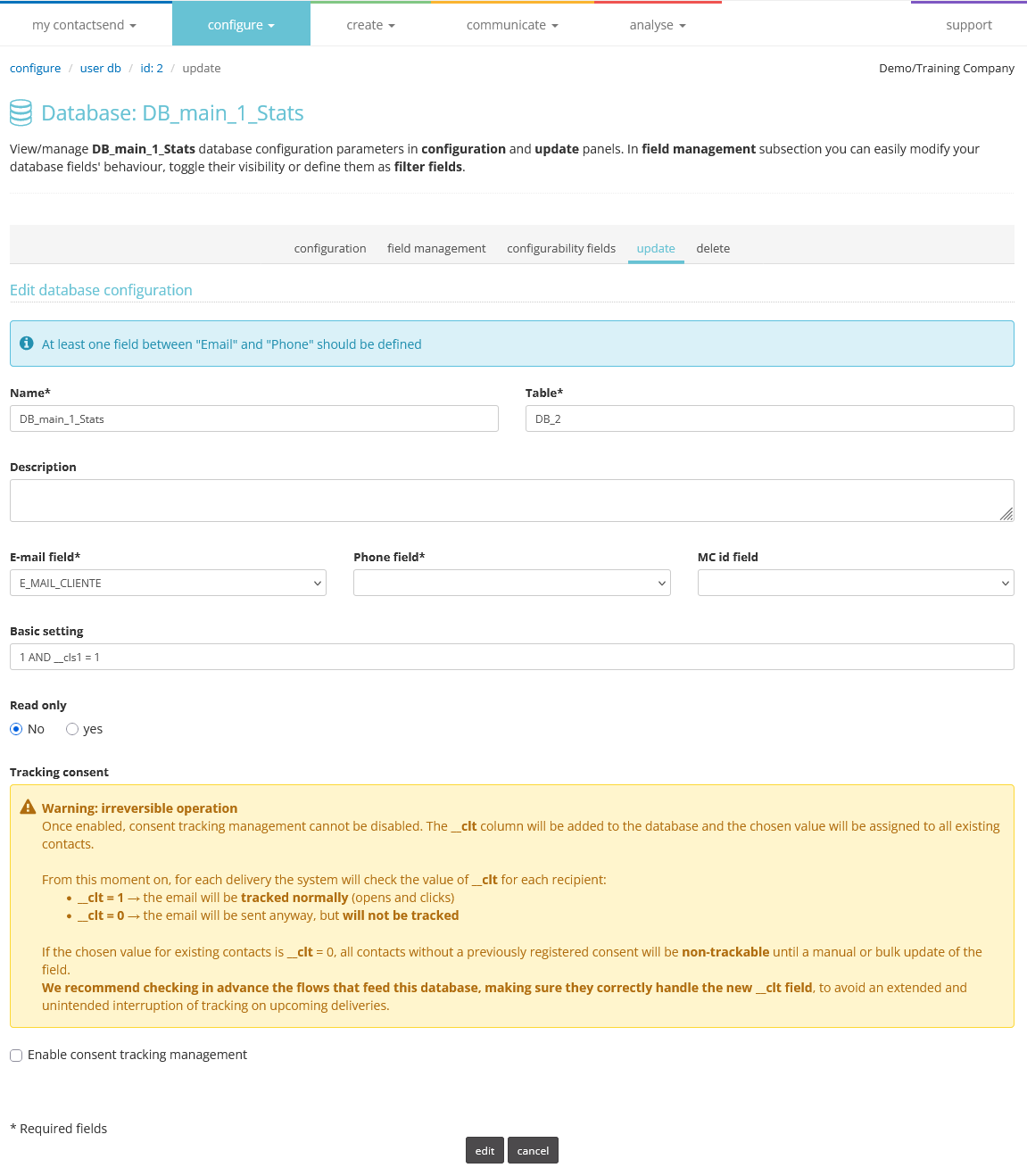 Edit Database