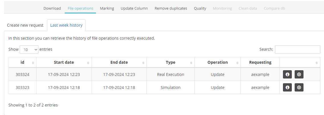 File operations - history