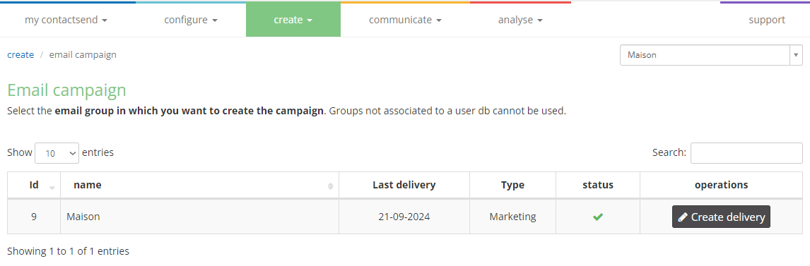 Create email campaign