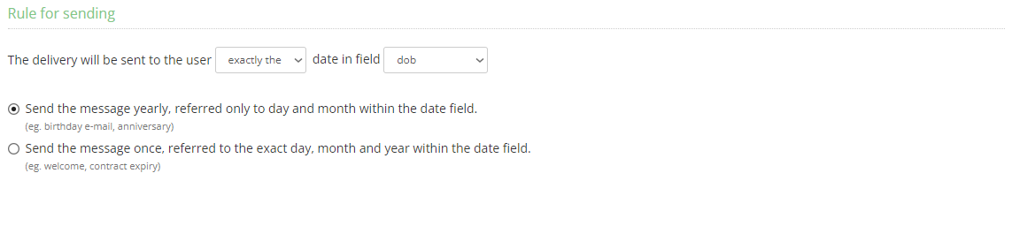 Create new recurring delivery based on a date: rules