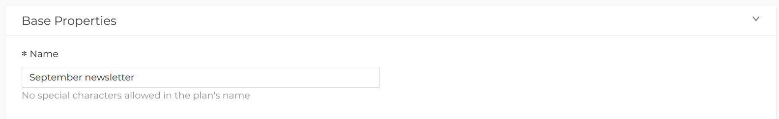 New plan - Name