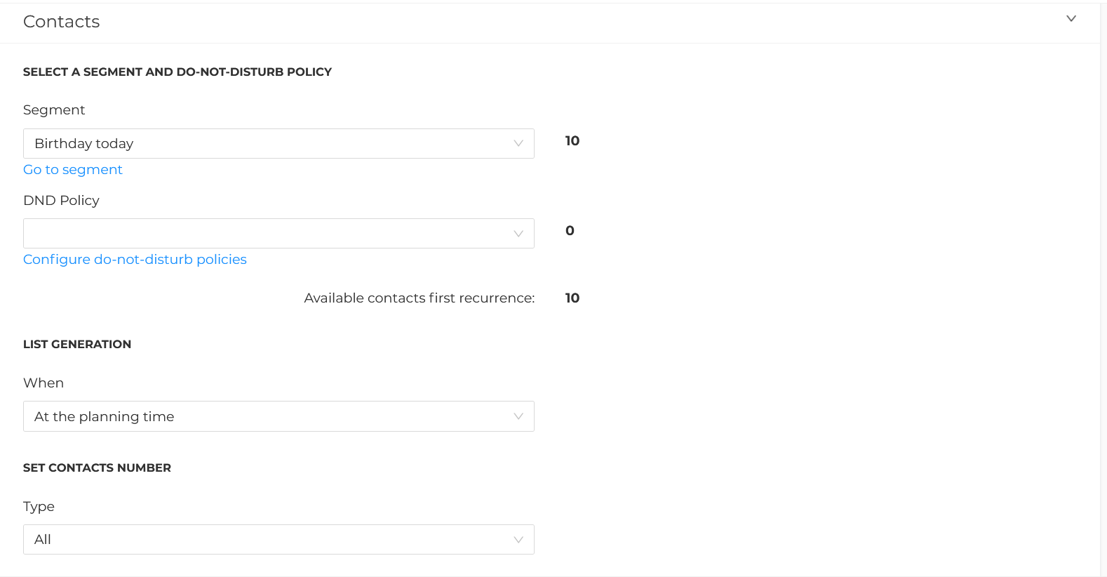 New plan - Contacts
