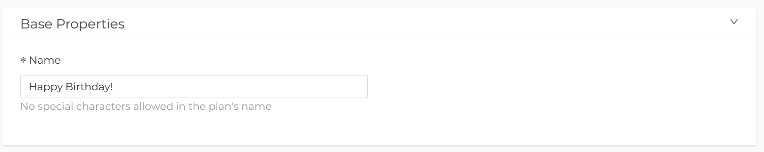 New plan - Name