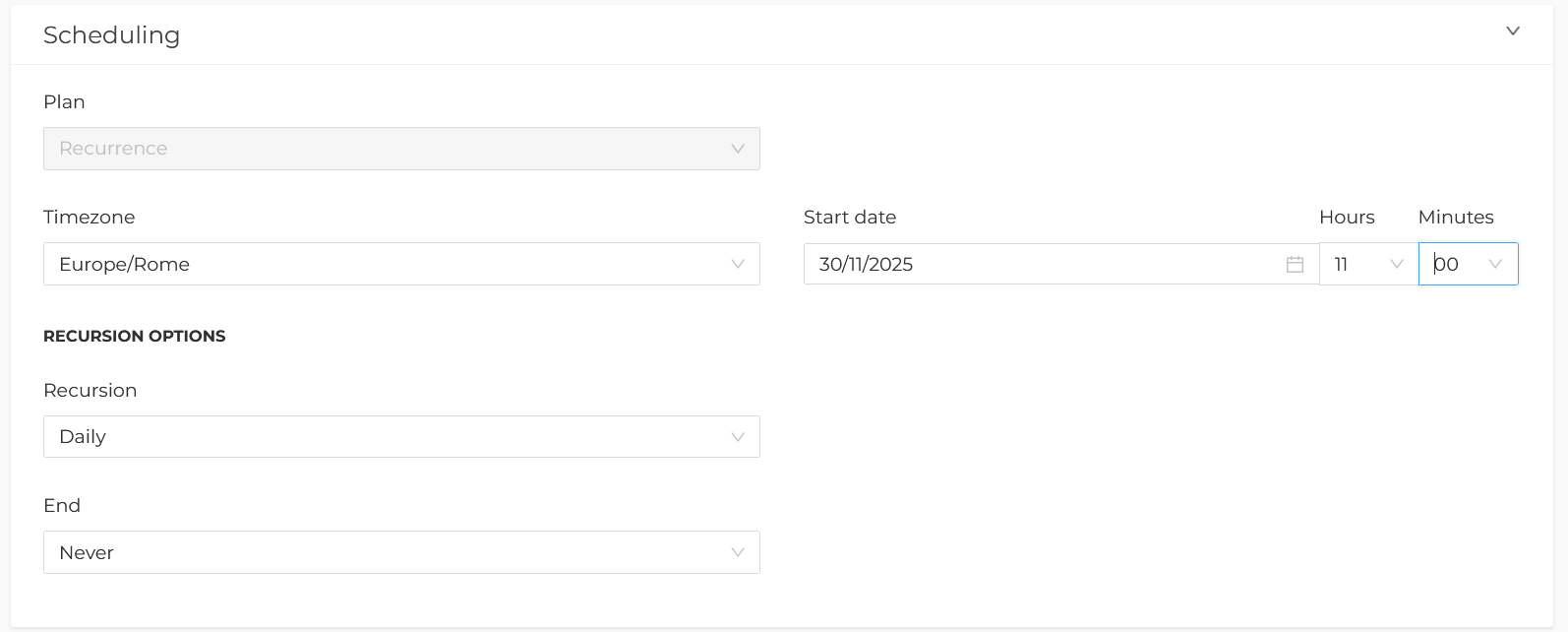 New plan - Scheduling