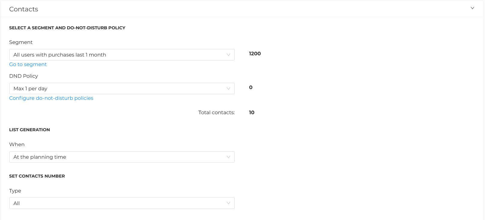 New plan - Contacts