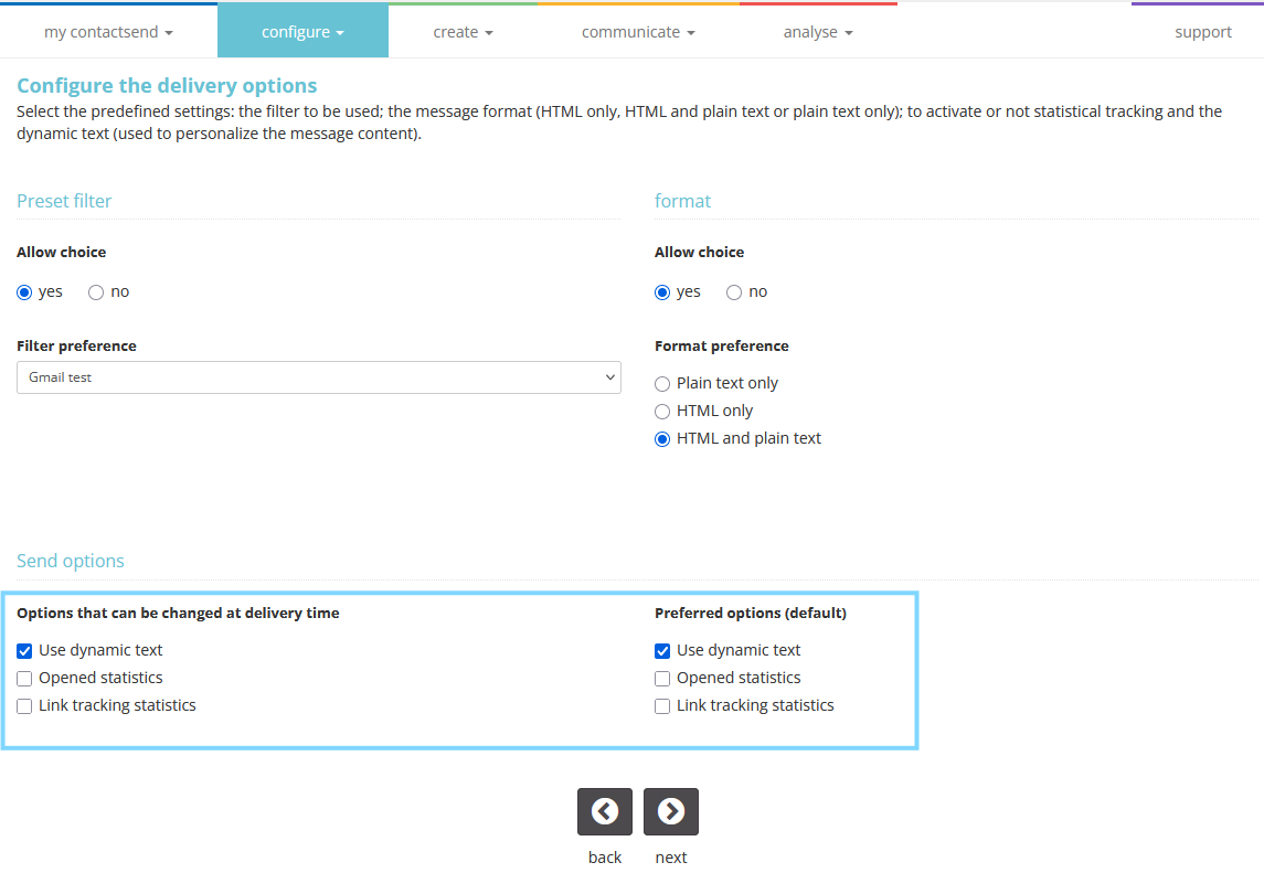 How to change the default tracking values in the email group