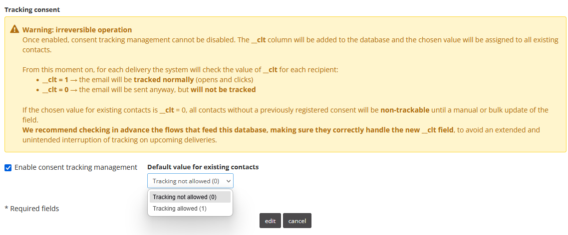 Enabling tracking consent management