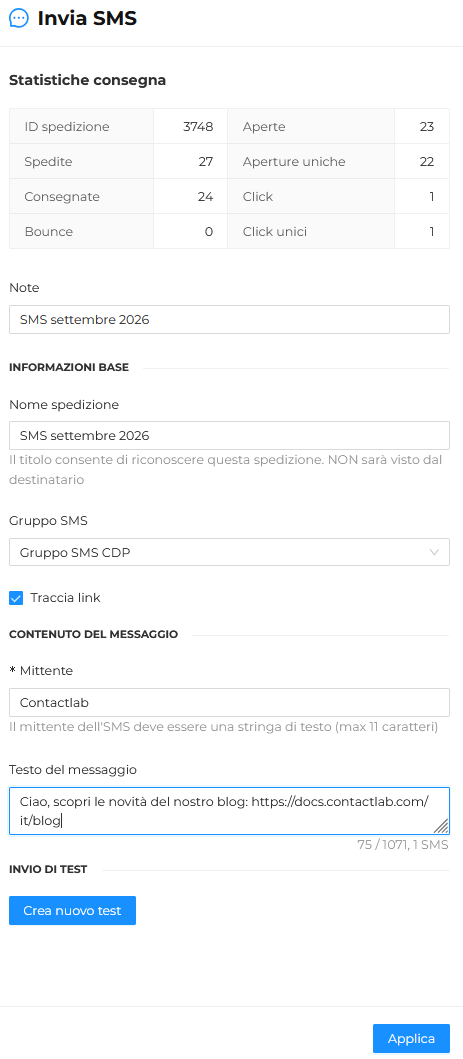 Invia sms