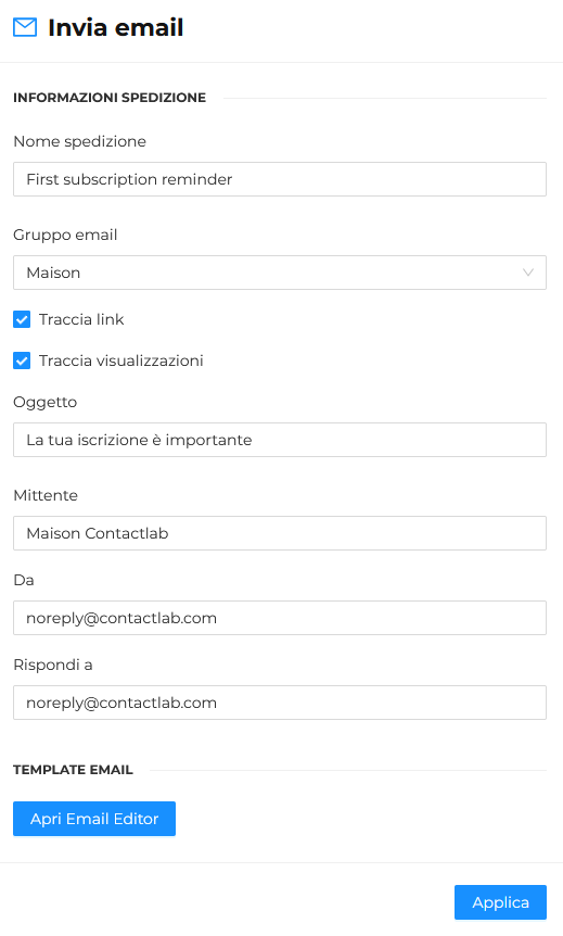Invia email