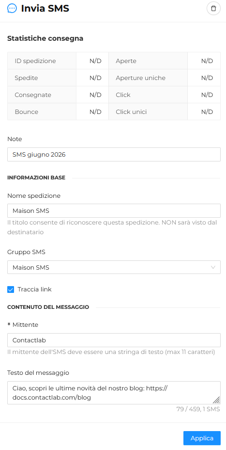 Invia sms