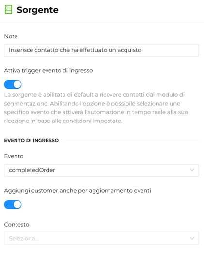 Step automazione: sorgente