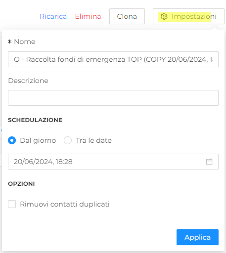 Impostazioni automazione