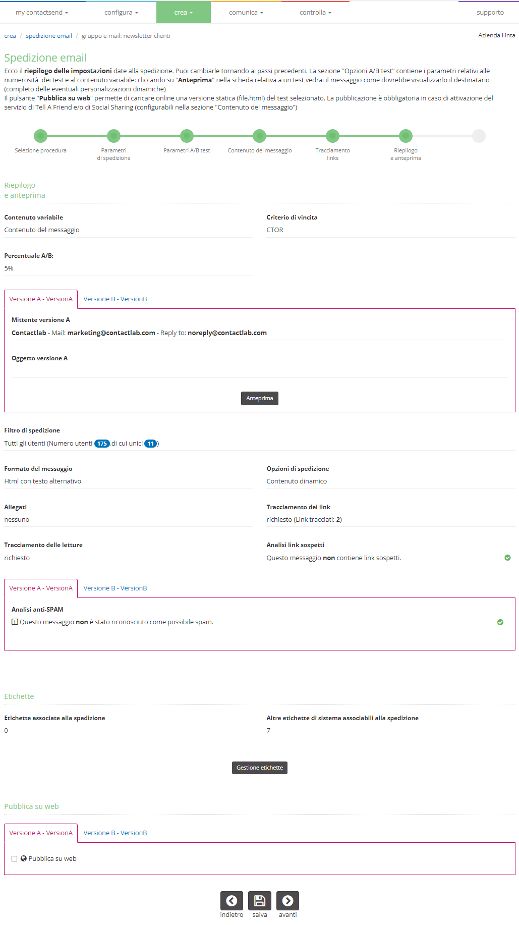 riepilogo ab test