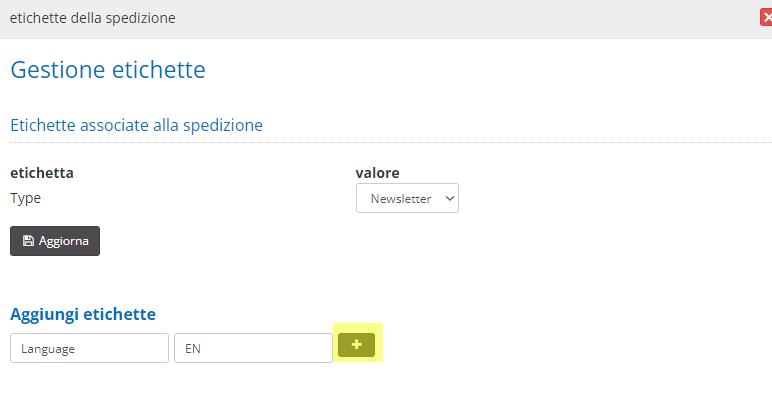 Etichetta spedizioni