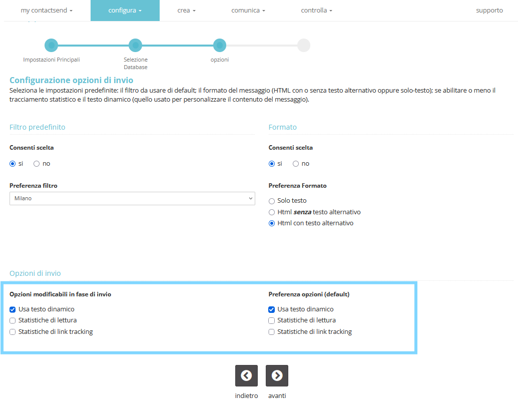 Come modificare i valori predefiniti di tracciamento nel gruppo email