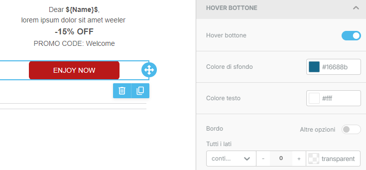 Email designer: effetto hover