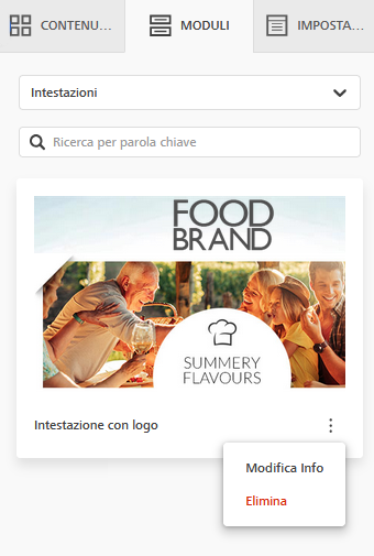 Email Designer: come modificare o eliminare una riga salvata