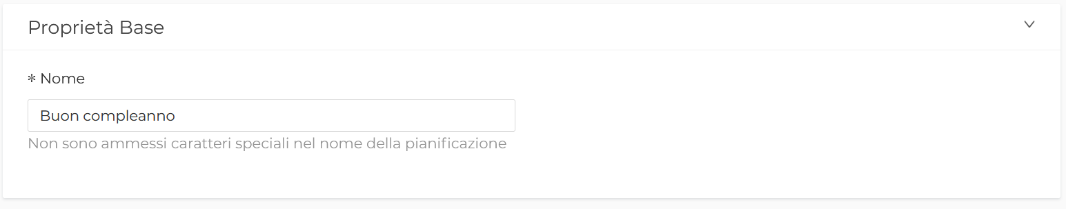 Nuova pianificazione - Nome