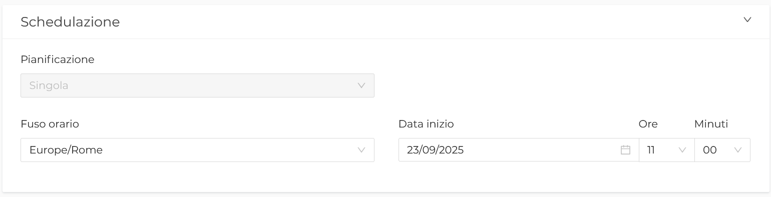 Nuova pianificazione - Schedulazione