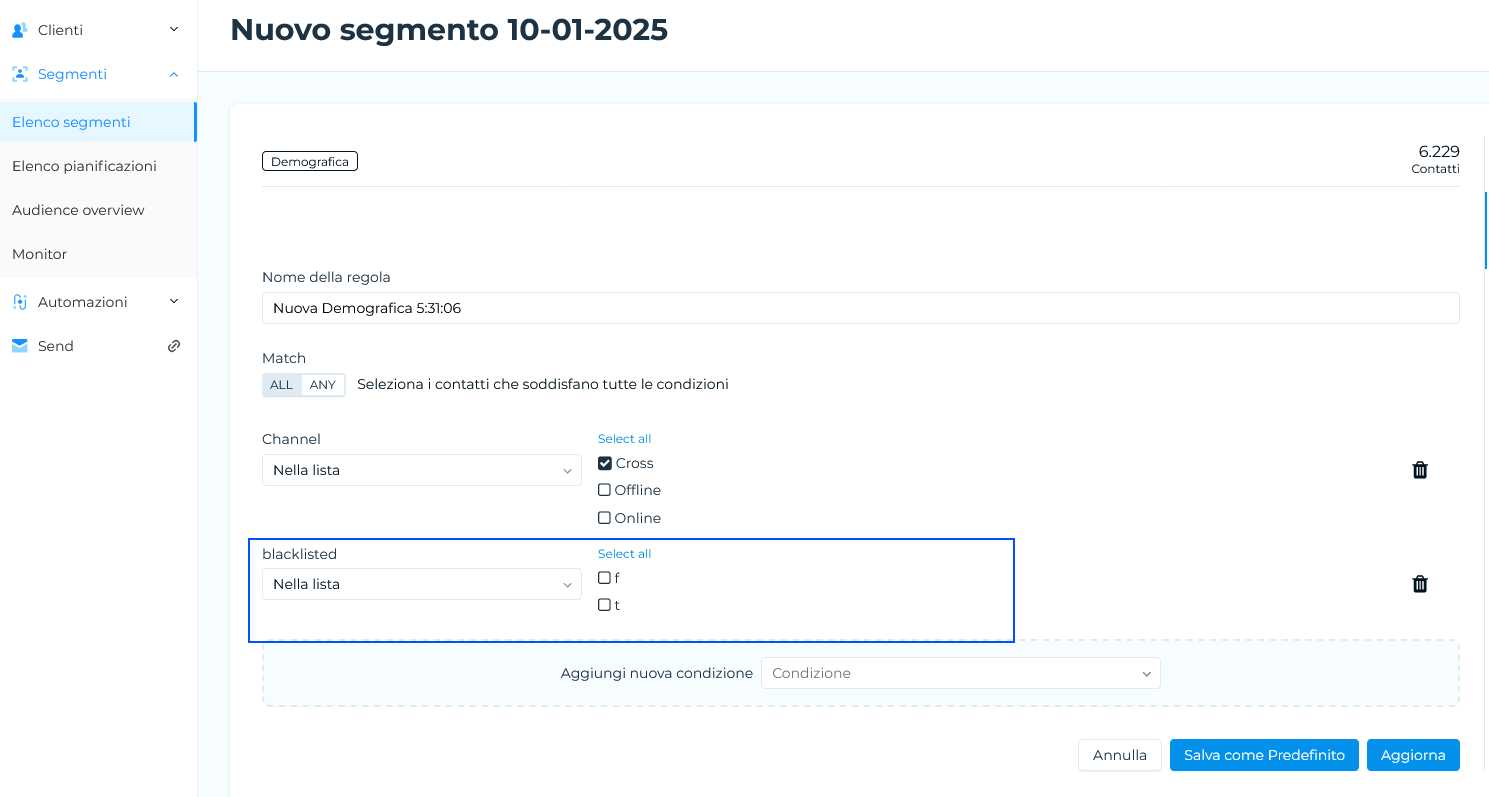 Regola demografica blacklisted