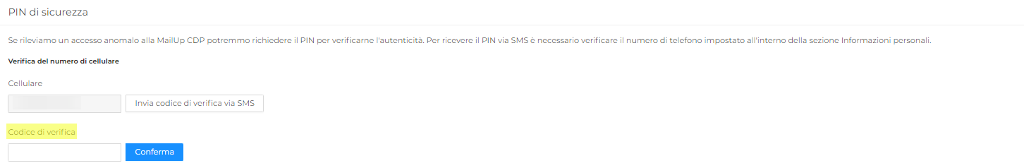 Verifica numero di telefono